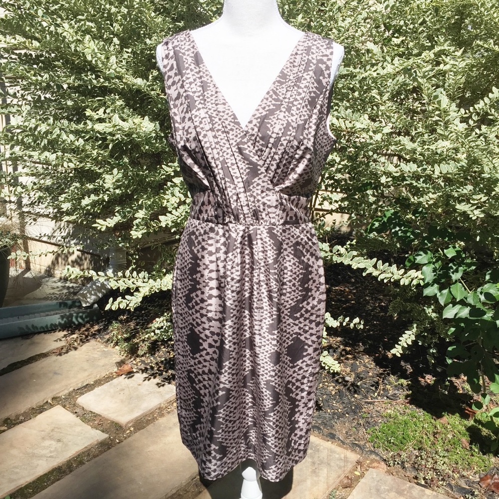 Banana Republic 100% Silk Snakeskin Print Crossover V Neck Sleeveless Dress